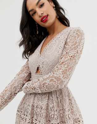 Asos long sleeve shop lace mini prom dress