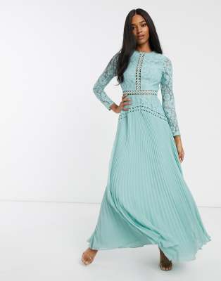 pleated skirt maxi dress