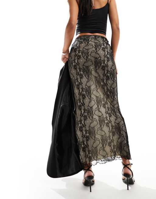 Black lace maxi outlet skirt