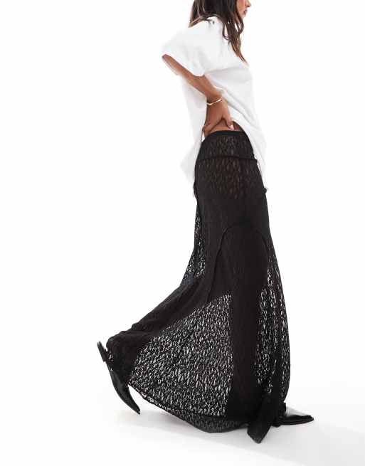ASOS DESIGN lace maxi skirt in black | ASOS