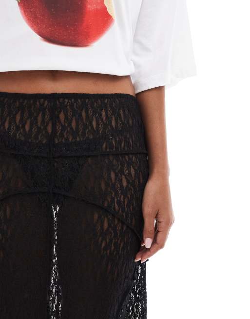 ASOS DESIGN lace maxi skirt in black | ASOS