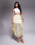 [ASOS DESIGN] ASOS DESIGN lace maxi skirt with mini lining in yellow 6 yellow