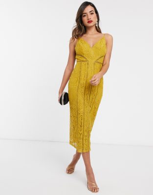 yellow lace dress asos