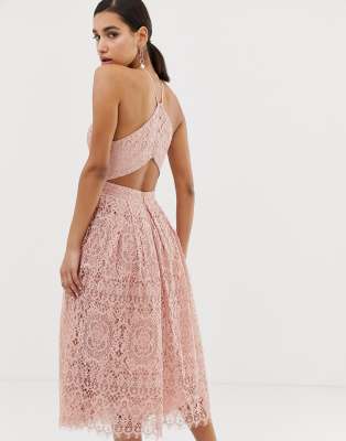 Asos design bonded geometric lace best sale midi dress