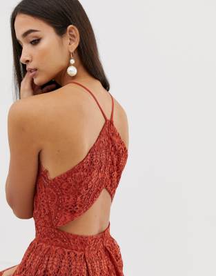 Asos design lace midi dress with pinny outlet bodice