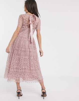 asos design lace midi dress