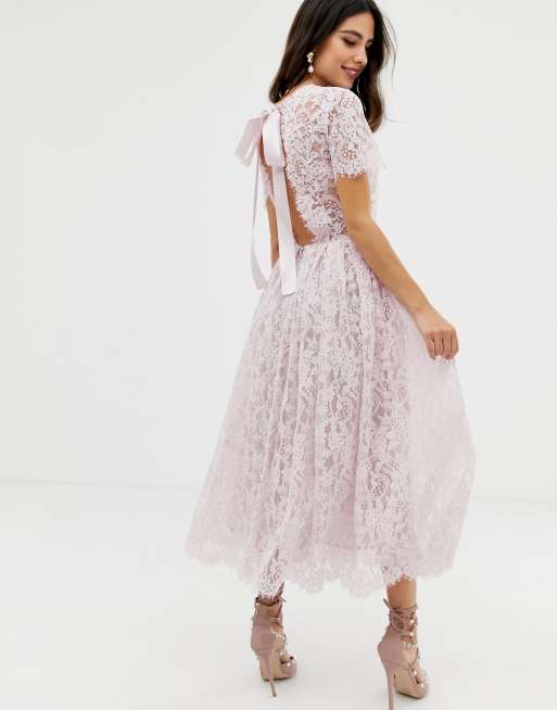 Ribbon Lace Midi Dress