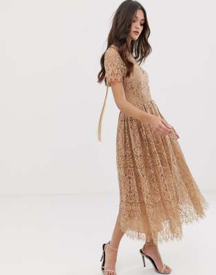 asos design lace midi dress