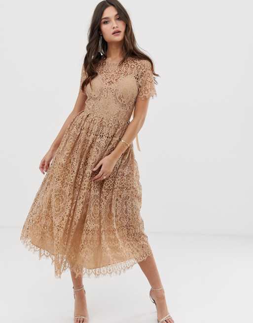 Asos design 2025 lace midi dress