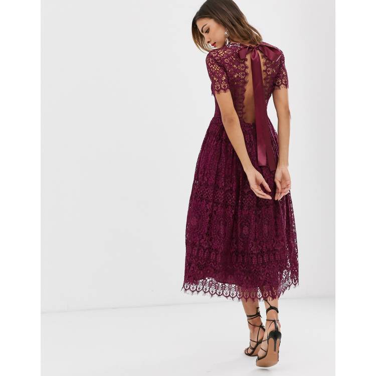 Asos design bonded geometric lace best sale midi dress