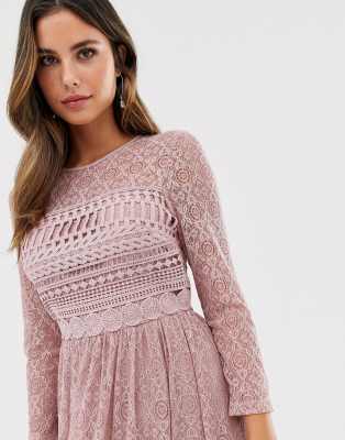 asos design lace midi skater dress