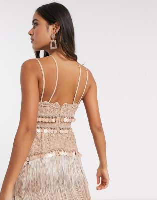 asos design fringe sequin cami mini dress