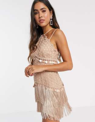 asos design fringe sequin cami mini dress