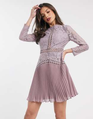 asos long sleeve lace mini prom dress