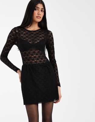 Asos Design Lace Mini Skirt In Black