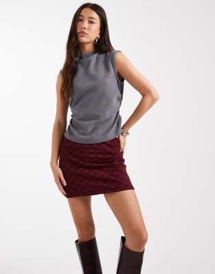 Asos Design Lace Mini Skirt In Burgundy