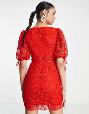 asos red lace dress