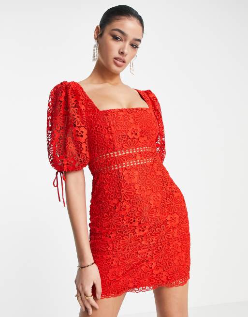 Red lace hot sale dress asos