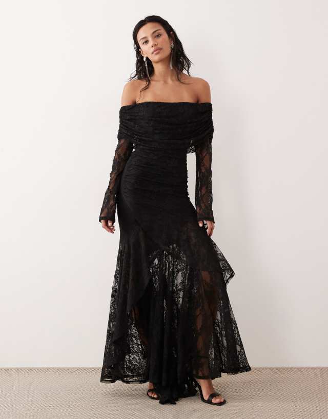 asos black lace dress Design - Off the Shoulder Maxi - Women - Polyester - XS this dress is tailored bridalglut Kate Spade New York size:XXS
