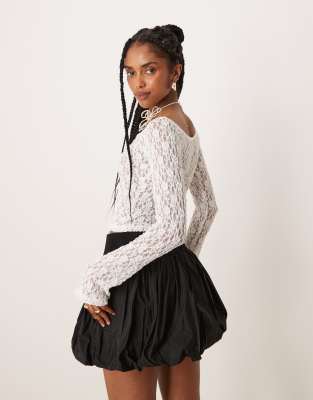 Asos Design Lace Off The Shoulder Top In White