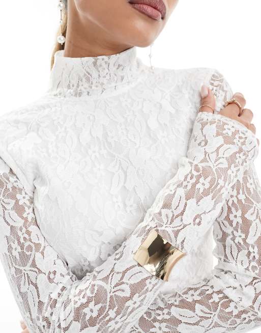 ASOS DESIGN lace overlay mini dress in white | ASOS