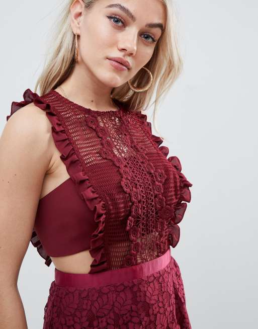 Asos design lace midi hotsell dress with pinny bodice