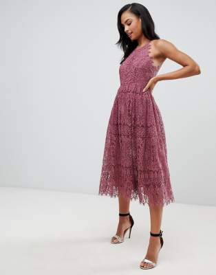 asos lace pinny scallop edge midi prom dress