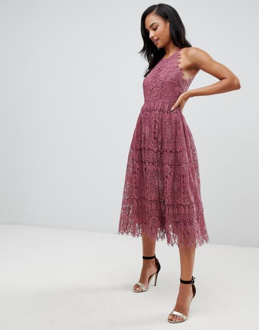 Asos lace pinny scallop edge midi store prom dress