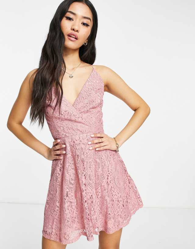 ASOS DESIGN lace prom mini dress with lace up back