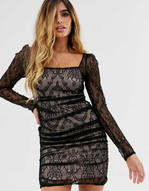 ASOS DESIGN lace ruched mini dress ASOS