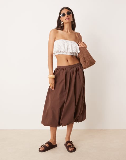 ASOS DESIGN lace ruffle edge bandeau bralet top in ivory - view 1