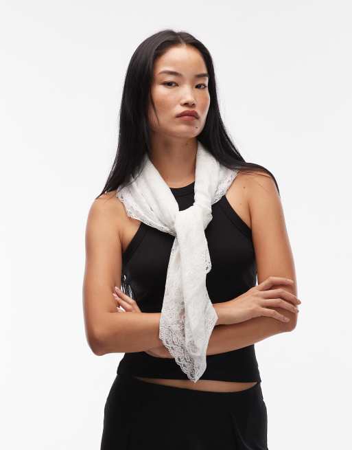ASOS DESIGN lace scarf in white, 2 of 3