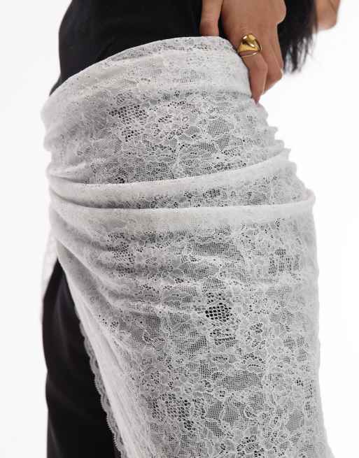 ASOS DESIGN lace scarf in white, 3 of 3
