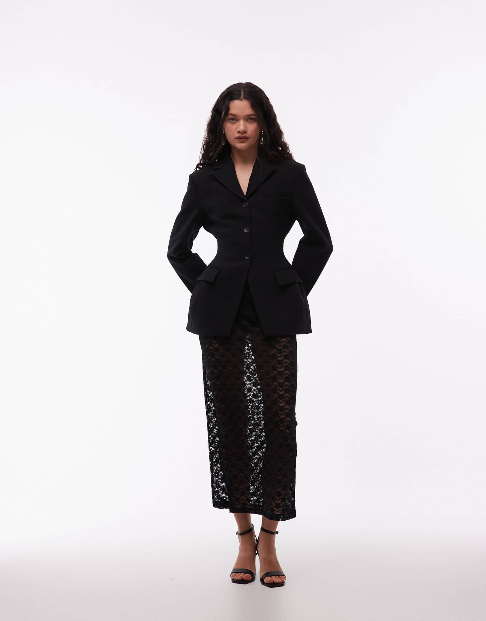 ДИЗАЙНЕРСКАЯ кружевная прозрачная юбка макси с колоннами ASOS DESIGN черного цвета