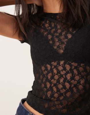 Asos Design Lace Short Sleeve Baby Tee