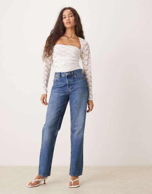ASOS DESIGN lace shrug ruched top in white
