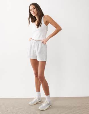 Asos Design Lace Side Stripe Drawstring Shorts In Gray