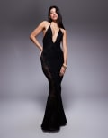 [ASOS DESIGN] ASOS DESIGN lace slinky maxi dress in black 14 Black