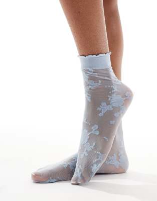 ASOS DESIGN lace sock in blue