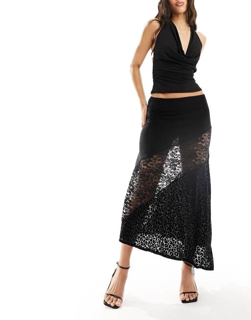 Asos leopard 2024 maxi skirt