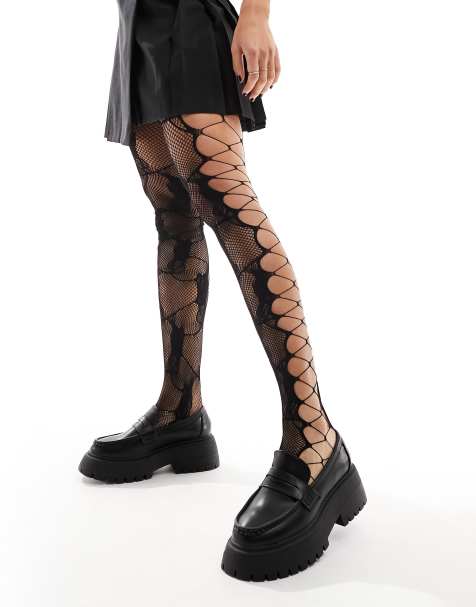 Stockings Cute Black Love Print Tights Women Dark Fishnet Mesh