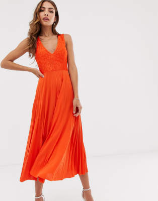 asos red lace midi dress