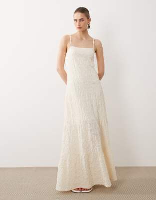 ASOS DESIGN lace trapeze maxi dress in neutral