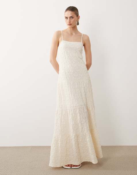 ASOS DESIGN lace trapeze maxi dress in neutral - view 1