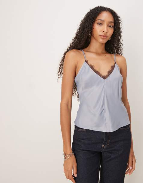 ASOS DESIGN lace trim cami in blue - view 1