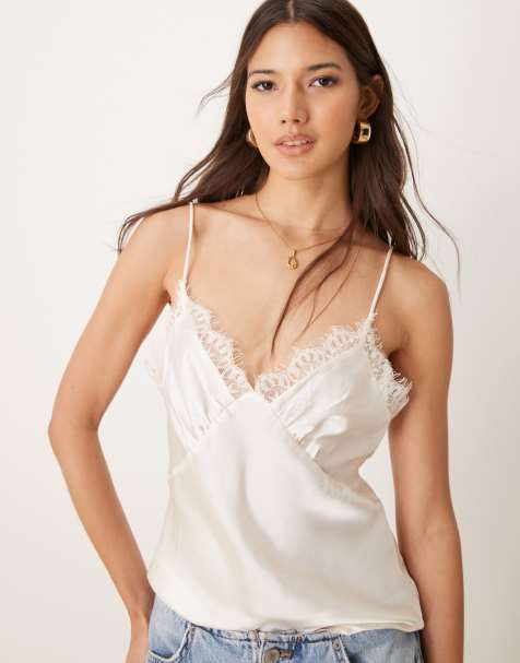 ASOS DESIGN lace trim cami in ivory - view 1