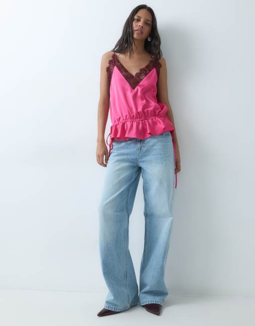 ASOS DESIGN lace trim cami in pink, 2 of 5