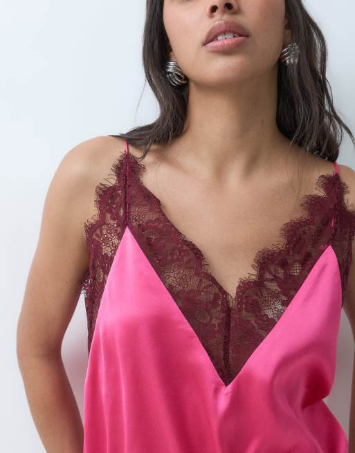 ASOS DESIGN lace trim cami in pink, 3 of 5
