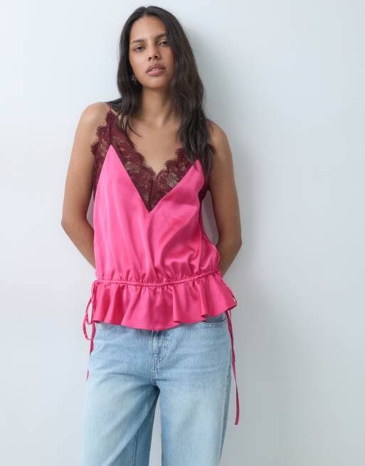 ASOS DESIGN lace trim cami in pink, 4 of 5