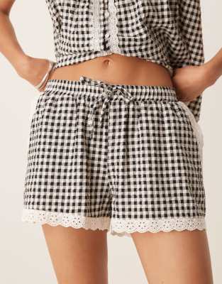 Asos Design Lace Trim Micro Shorts In Black